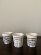 Small black & white pots
