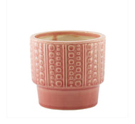Salmon Pink Dimple Pot (14.5cm H x 15.5cm Dia)
