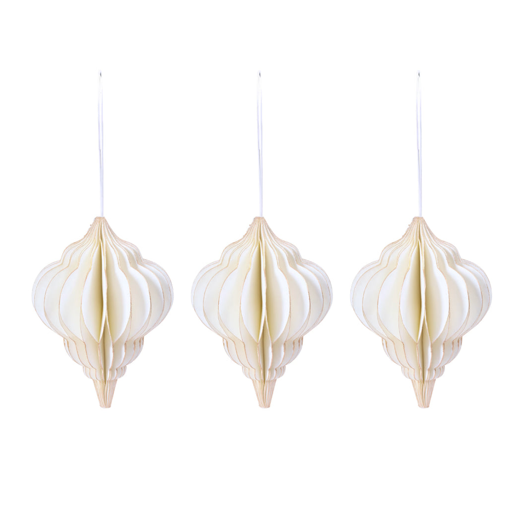 Honeycomb Paper Teardrop Decoration - white