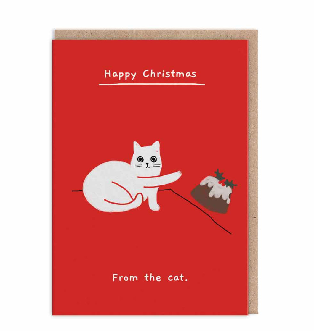 Cat Pudding Christmas Card