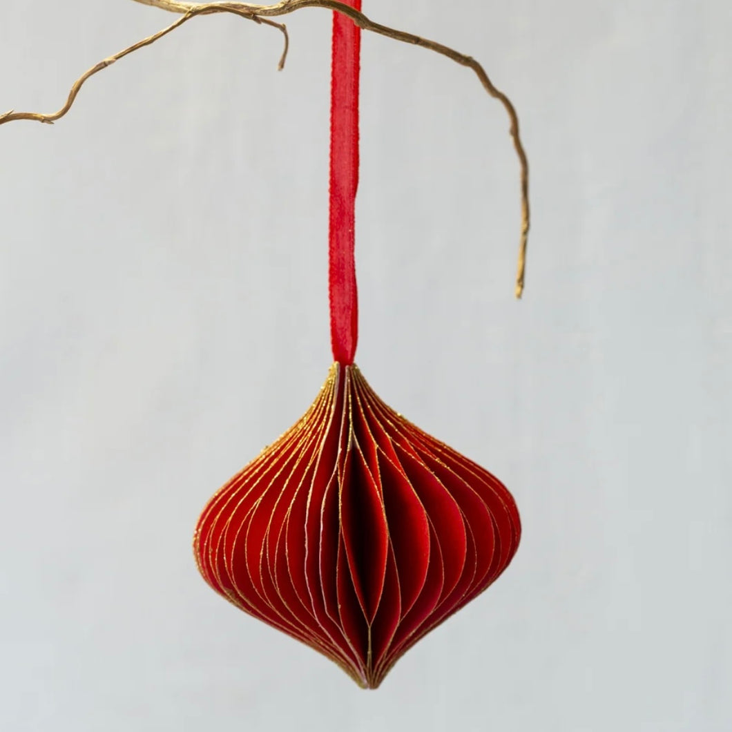 Honeycomb Paper Onion Decoration - Red