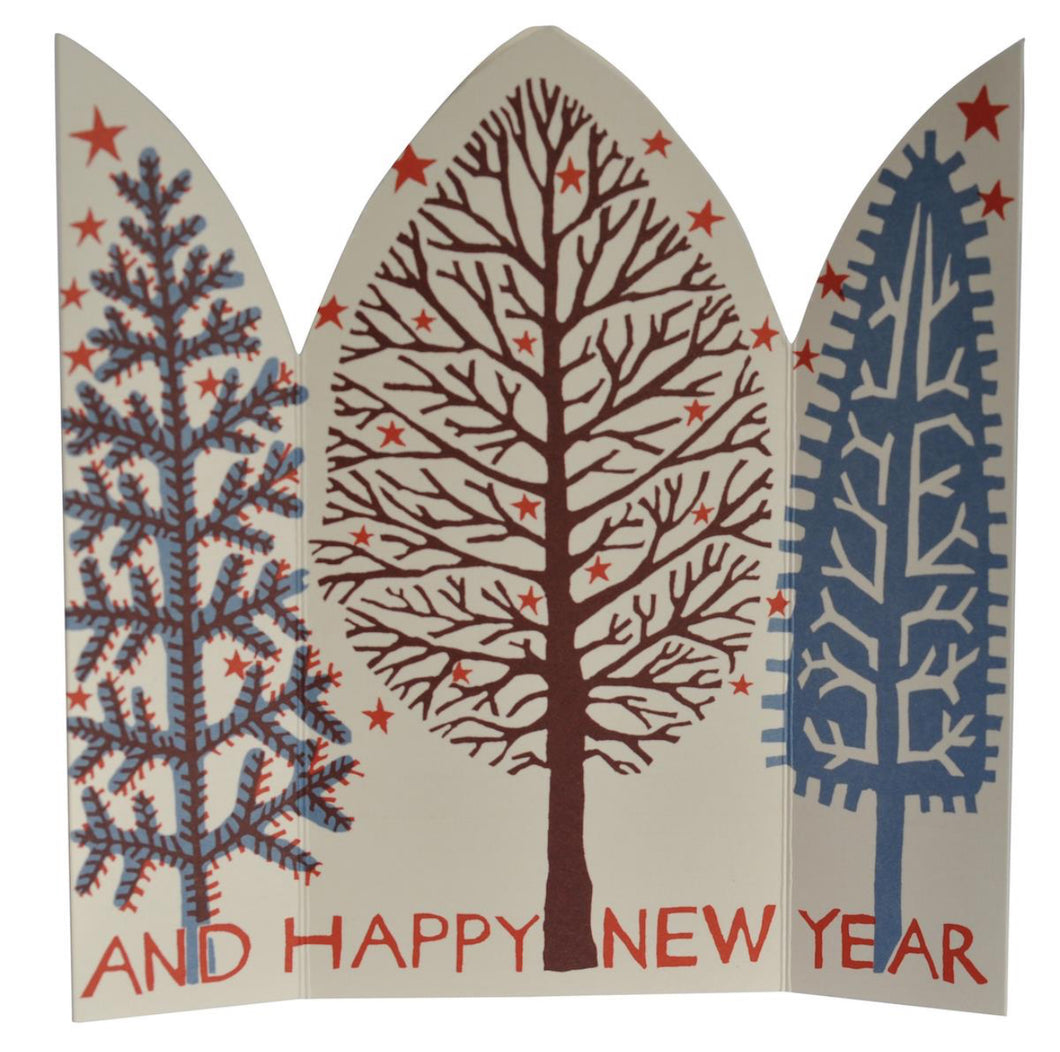 Very Merry Christmas Winter Trees Triptych Card - Cambridge Imprint