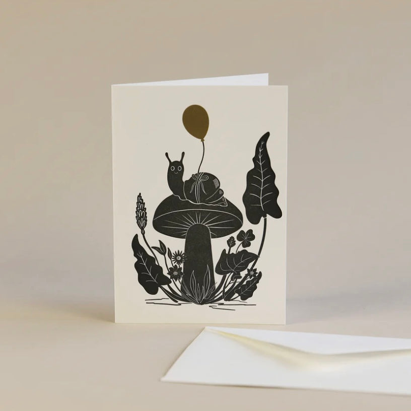Snail Letterpress and Gold Foil Birthday Card