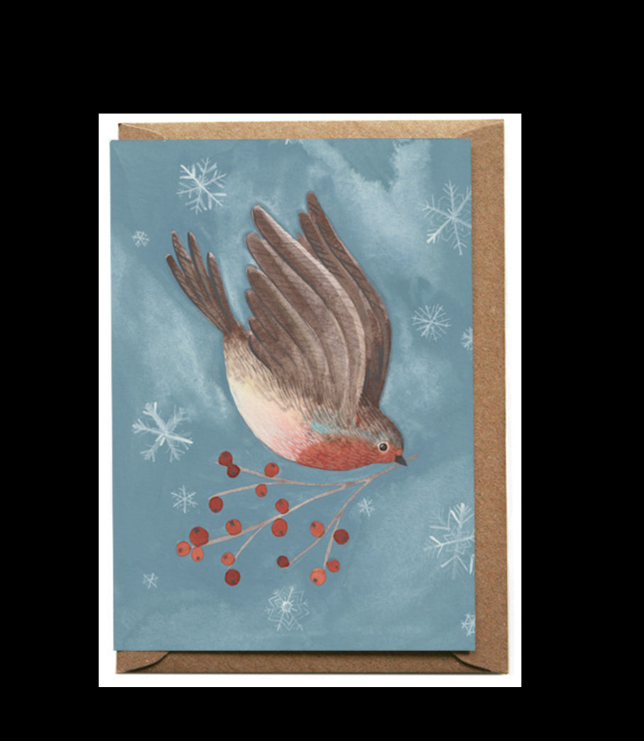 Robin in Flight Card - Eleanor Percival