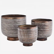 Hand Hammered Aluminium Pots - Brown