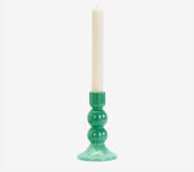 Load image into Gallery viewer, Green Glass Candle Holders
