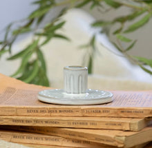 Load image into Gallery viewer, Ceramic Candle Holder - White Ridged
