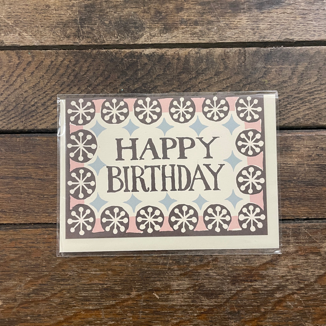 Happy Birthday Card - Coffee, Pink & Sky - Cambridge Imprint
