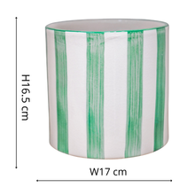 Load image into Gallery viewer, Paros Painted Stripe Pot - H16.5cm D17cm

