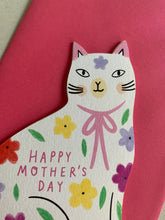 Load image into Gallery viewer, Sitting Kitty Floral Shaped Cat Greeting Card
