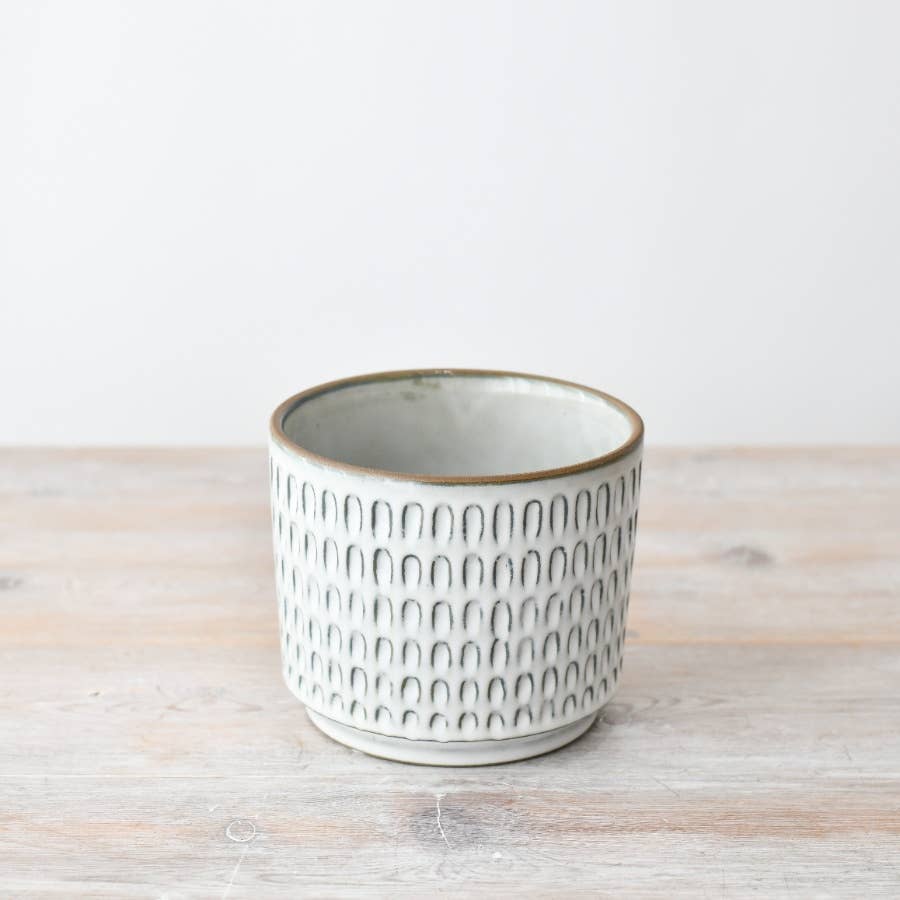 Ceramic Cream Glazed Planter, 14cm