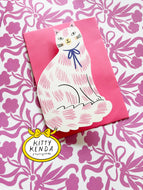 Sitting Kitty Shaped Greeting Card - Pink