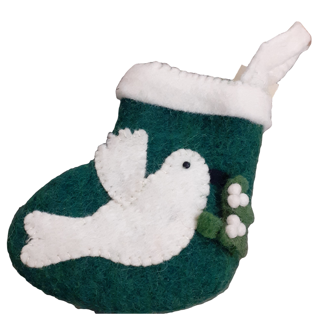 Dove Mini Christmas Stocking- Felt Decoration