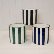Painted Striped Pot - H16.5cm D17cm