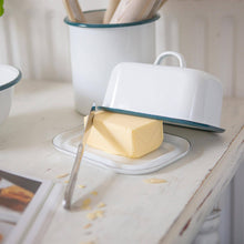 Load image into Gallery viewer, White Enamel Butter Dish

