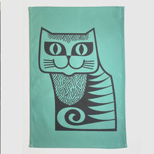 Load image into Gallery viewer, Magpie x Hornsea Teatowel Cat Teal
