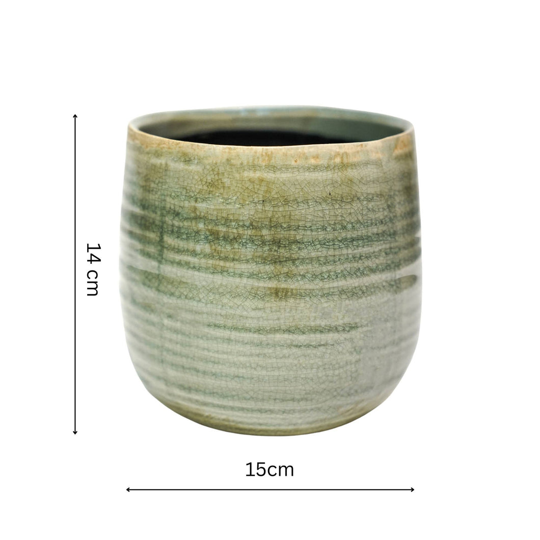 Como Hand Finished Indoor Ceramic Plant Pot H14cm D15cm