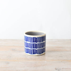 Blue Pattern Stoneware Pot, 11.7cm