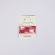 Block Printed Ribbon (3M) - Mini Red Gingham