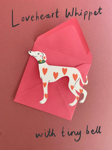 Loveheart Whippet Dog Greeting Card