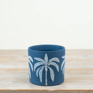Blue Palm Tree Planter, 13.5cm