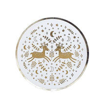 Load image into Gallery viewer, Reindeer Gold Foil Paper Plates 8 Pack
