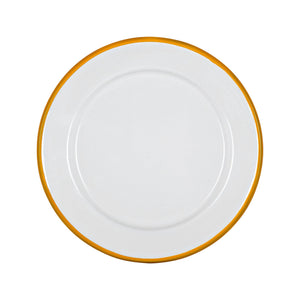 Argon Tableware White Enamel Side Plate - 20cm - Yellow