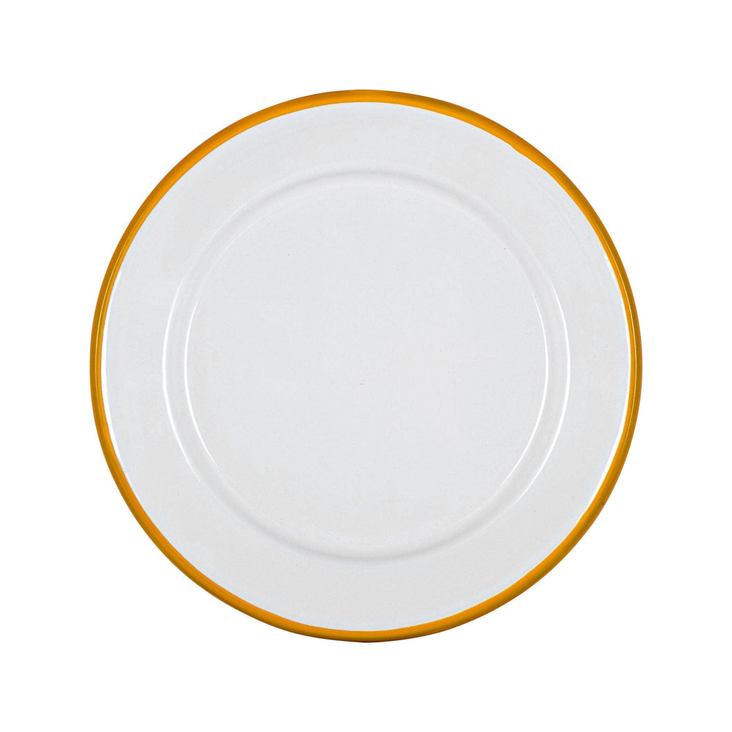 Argon Tableware White Enamel Side Plate - 20cm - Yellow
