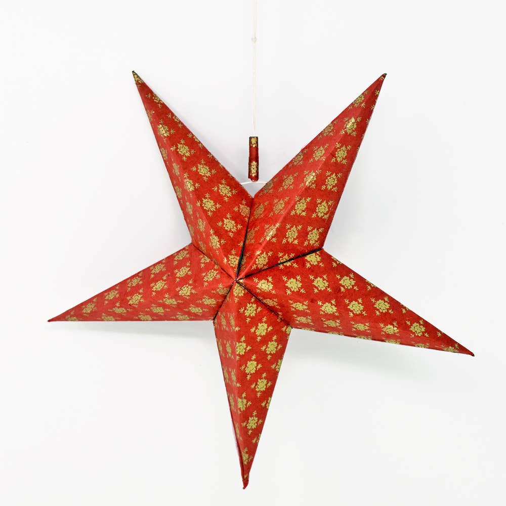 Handmade Paper Star Christmas Bauble Red and Gold Snowflakes
