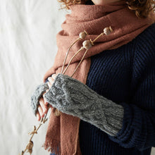 Load image into Gallery viewer, Cable Knit Wool Lined Wristwarmer Gloves
