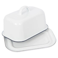 White Enamel Butter Dish