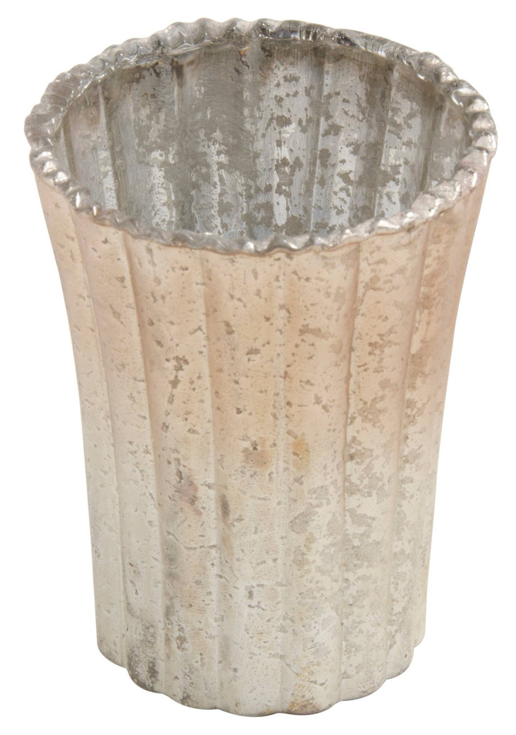 Tapered Stripe Foiled Tealight Holder - Recycled Glass