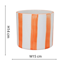 Load image into Gallery viewer, Paros Painted Stripe Pot - H14cm D15cm
