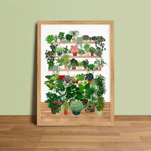 Houseplants Shelf Collecting - A4 Print by Lara Oztekin Designs