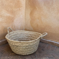 Handwoven Round Storage Basket  - Palm Fronds