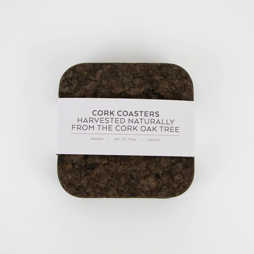 Square Smoked Cork Coasters - Set Of Four