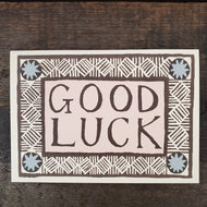 Good Luck Card - Coffee, Pink & Sky Blue - Cambridge Imprint