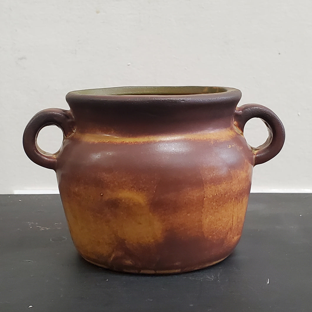 Stoneware Flower Pot - Mustard/Brown