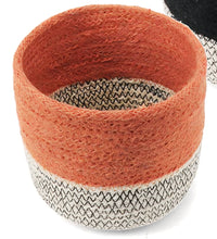 Load image into Gallery viewer, Round Jute Baskets - Black &amp; orange
