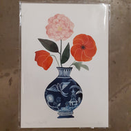 Poppies, Tea Rose A4 Art Print - Eleanor Percival