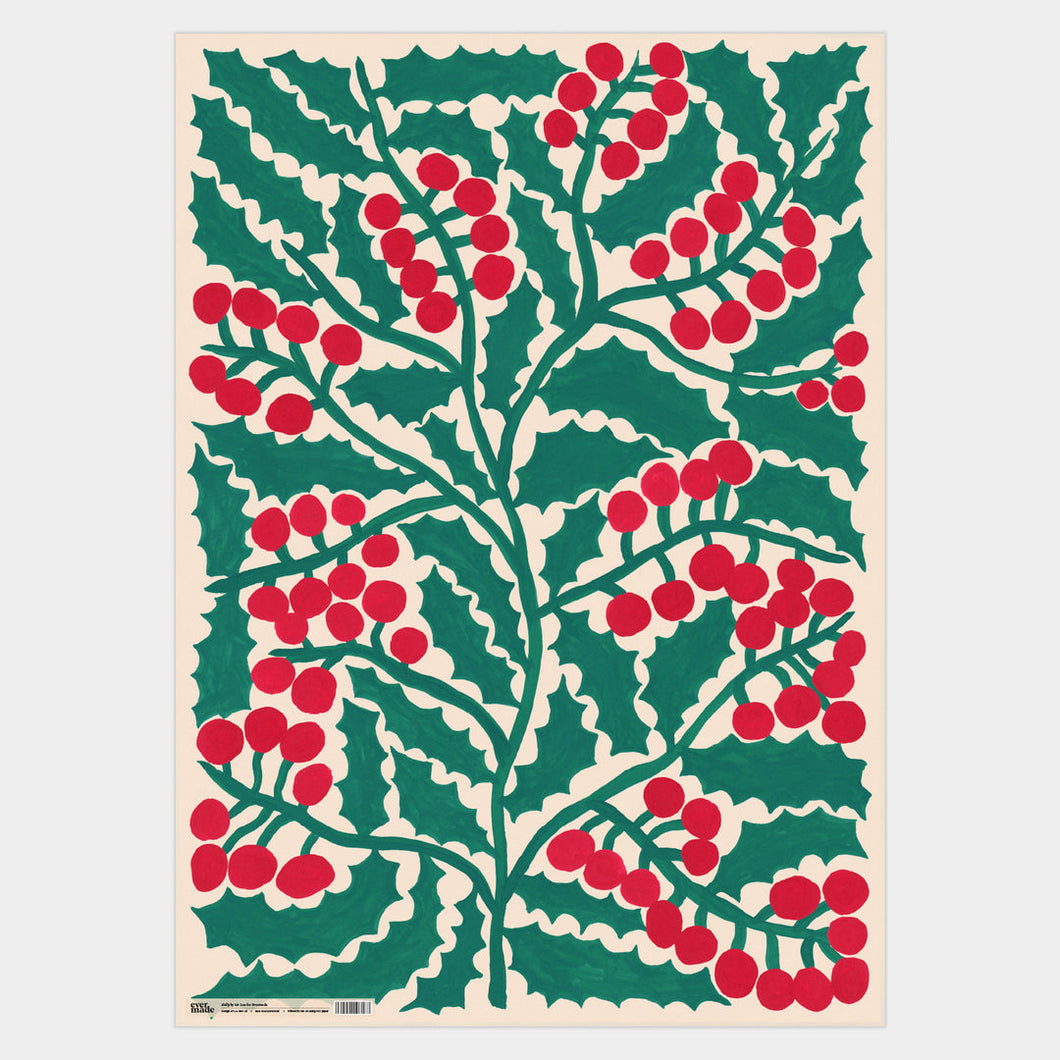 Holly Christmas Gift Wrap