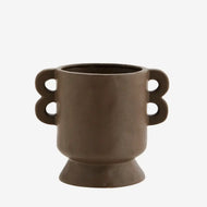 Stoneware vase with handles - Dark Brown