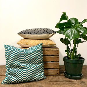 Hand Woven Cushion - Geometric Pattern - Green