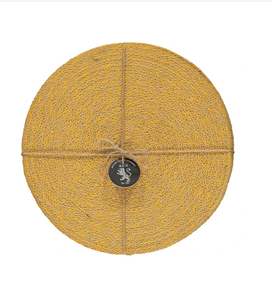Hand Woven Circular Placemat - Indian Yellow