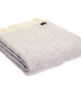 Wool Throw - Light Grey - Honeycomb
