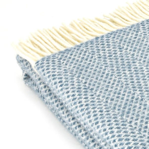 Wool Throw - Blue - Honeycomb