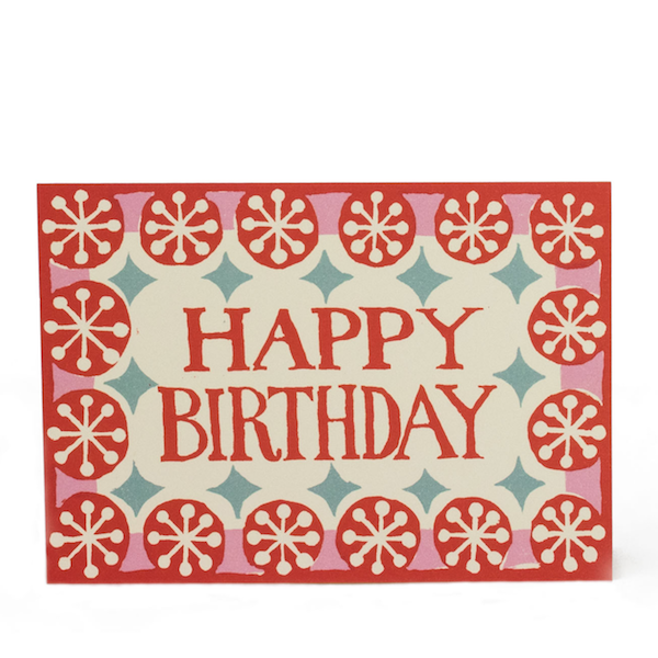 Happy Birthday Card - Coral, Pink & Turquoise - Cambridge Imprint