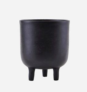 Footed Black Metal Plant Pot