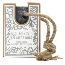 Load image into Gallery viewer, Agnes + Cat: Sea Salt &amp; Moss Soap on Rope
