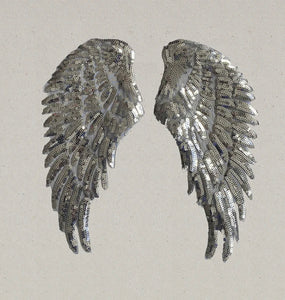 Iron on Patch - Set of 2 Large Sequin Wings in Gold or Silver